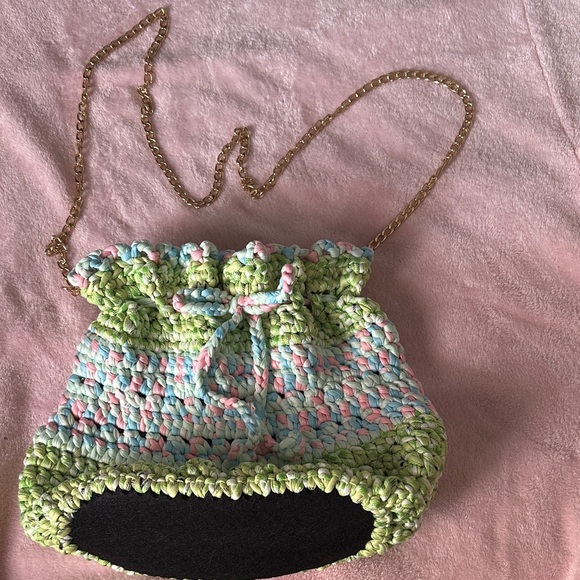 Colorful Crochet Bag with Chain Strap - Picture 2 of 3